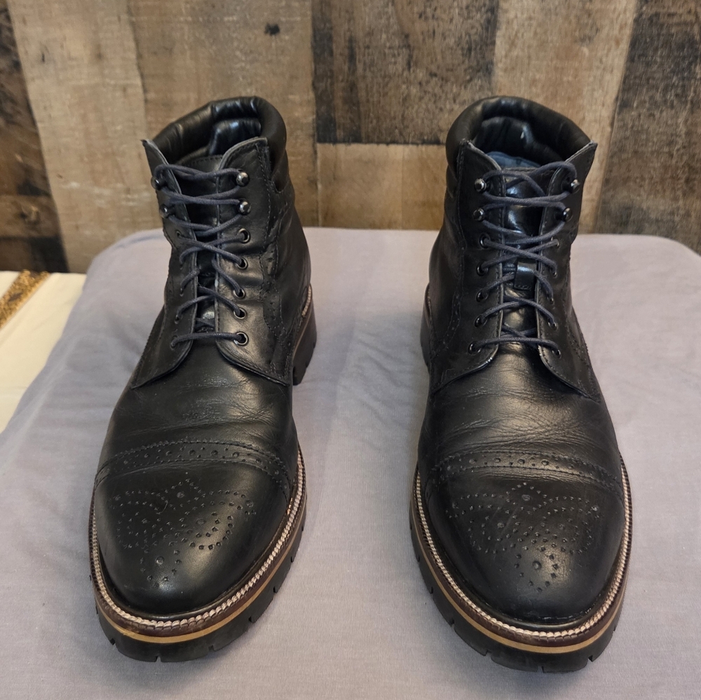 Johnston & Murphy Black Leather Lace-Up Boots Size 9 - Picture 3 of 7